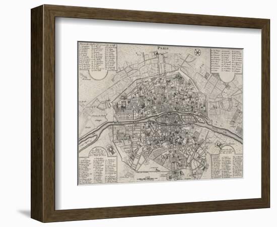 Detailed Map of Paris, Showing the Many Churches-null-Framed Art Print