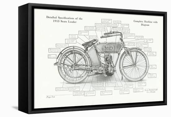 Detailed Specifications of the 1913 Sears Leader Auto-Cycle, 1913-American School-Framed Premier Image Canvas