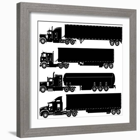 Detailed Trucks Silhouettes Set-Mechanik-Framed Art Print