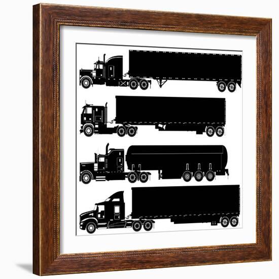 Detailed Trucks Silhouettes Set-Mechanik-Framed Art Print