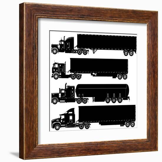 Detailed Trucks Silhouettes Set-Mechanik-Framed Art Print