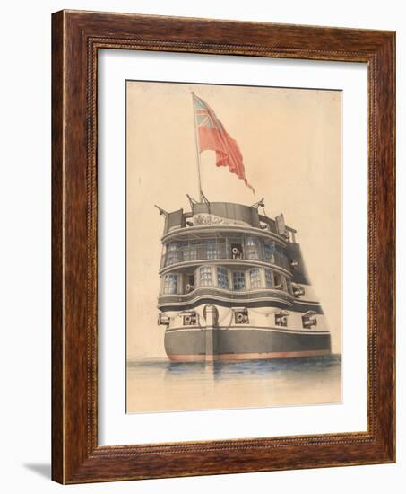 Detailed View of the Stern of HMS 'Asia' with Ensign Flying., 19Th Century (Watercolour)-Edward William Cooke-Framed Giclee Print