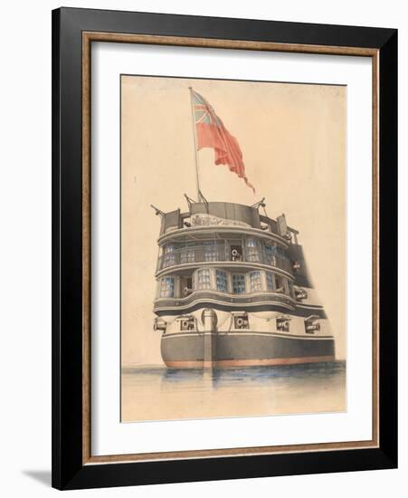 Detailed View of the Stern of HMS 'Asia' with Ensign Flying., 19Th Century (Watercolour)-Edward William Cooke-Framed Giclee Print