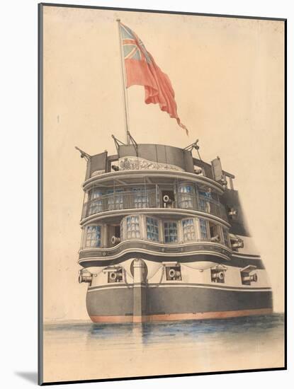 Detailed View of the Stern of HMS 'Asia' with Ensign Flying., 19Th Century (Watercolour)-Edward William Cooke-Mounted Giclee Print