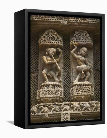 Details of Bas Relief of Orissa Dancers at Sun Temple, Konark, Orissa, India-Keren Su-Framed Premier Image Canvas