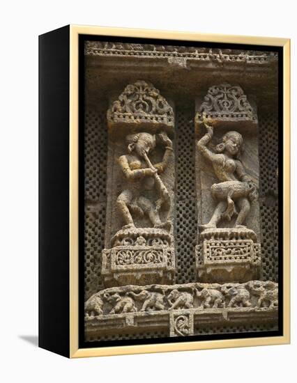 Details of Bas Relief of Orissa Dancers at Sun Temple, Konark, Orissa, India-Keren Su-Framed Premier Image Canvas