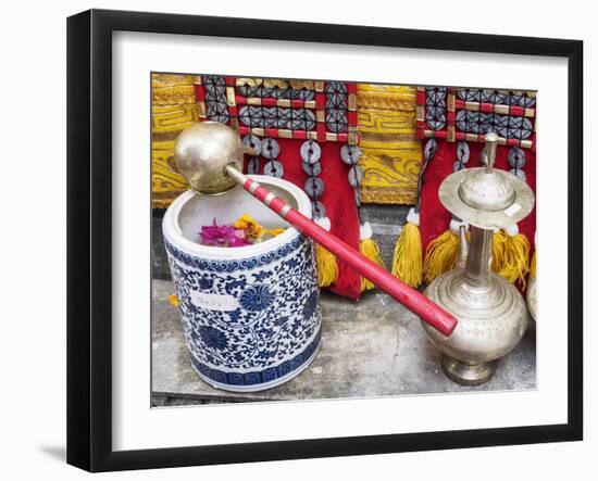 Details of family shrine, Denpasar, Bali, Indonesia, Southeast Asia, Asia-Melissa Kuhnell-Framed Photographic Print