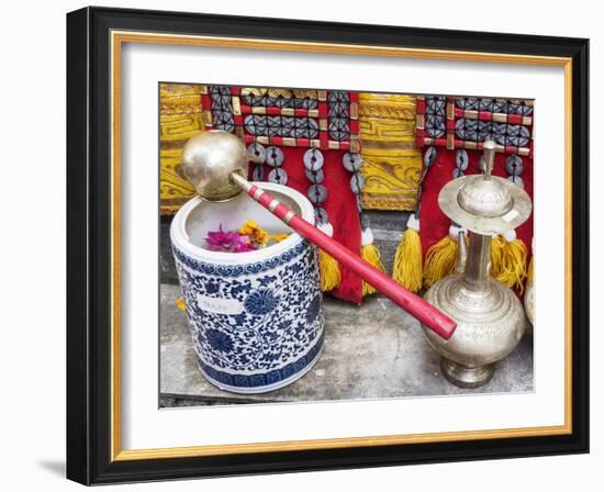 Details of family shrine, Denpasar, Bali, Indonesia, Southeast Asia, Asia-Melissa Kuhnell-Framed Photographic Print