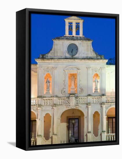 Details of Palazzo Vescovile, Baroque Piazza del Duomo, Lecce, Puglia, Italy-Walter Bibikow-Framed Premier Image Canvas