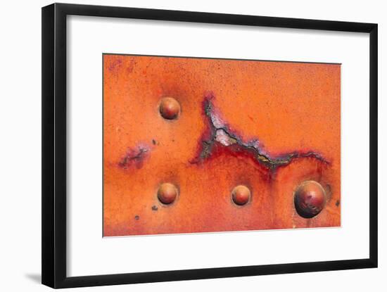 Details of rust and paint on metal.-Zandria Muench Beraldo-Framed Premium Photographic Print