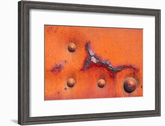 Details of rust and paint on metal.-Zandria Muench Beraldo-Framed Premium Photographic Print