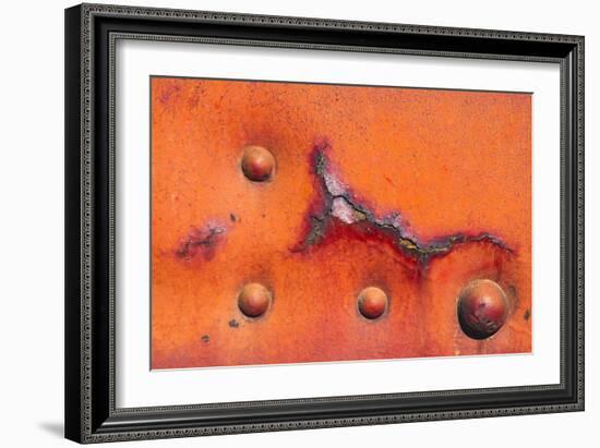 Details of rust and paint on metal.-Zandria Muench Beraldo-Framed Premium Photographic Print