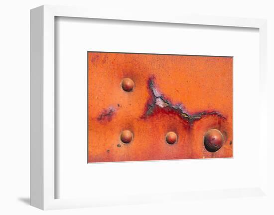 Details of rust and paint on metal.-Zandria Muench Beraldo-Framed Photographic Print