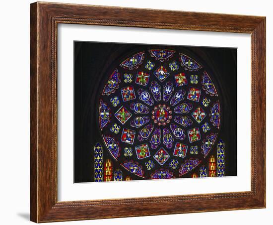 Details of stained glass, the North Rose, Chartres Cathedral, Chartres, Eure-et-Loir, France-Panoramic Images-Framed Photographic Print