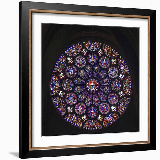 Details of stained glass, the South Rose, Chartres Cathedral, Chartres, Eure-et-Loir, France-Panoramic Images-Framed Photographic Print