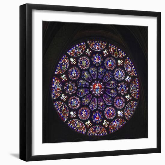 Details of stained glass, the South Rose, Chartres Cathedral, Chartres, Eure-et-Loir, France-Panoramic Images-Framed Photographic Print