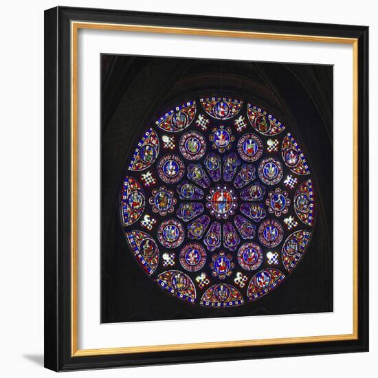 Details of stained glass, the South Rose, Chartres Cathedral, Chartres, Eure-et-Loir, France-Panoramic Images-Framed Photographic Print