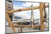 Details of the wooden rack with dried stockfish at the harbor of Svolvaer, Vagan, Lofoten Islands, -Roberto Moiola-Mounted Photographic Print