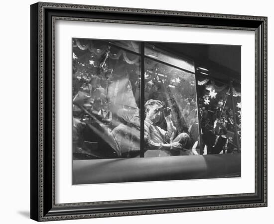 Detective Keeping Eye on Gamblers and Dealers in Casino-Nat Farbman-Framed Photographic Print