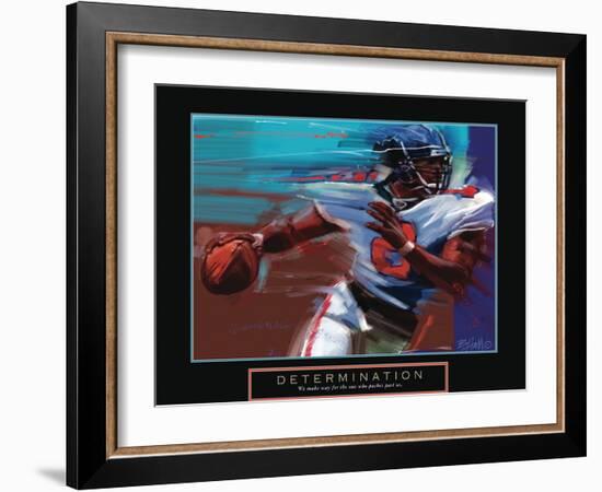 Determination - Quarterback-Bill Hall-Framed Art Print