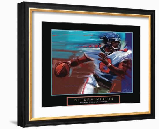 Determination - Quarterback-Bill Hall-Framed Art Print