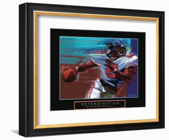 Determination - Quarterback-Bill Hall-Framed Art Print