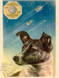 Laika the Space Dog Postcard by Detlev Van Ravenswaay