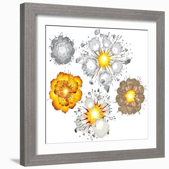 Detonation of Bomb, Fuel, Dynamite, Gas, Eruption-PILart-Framed Art Print