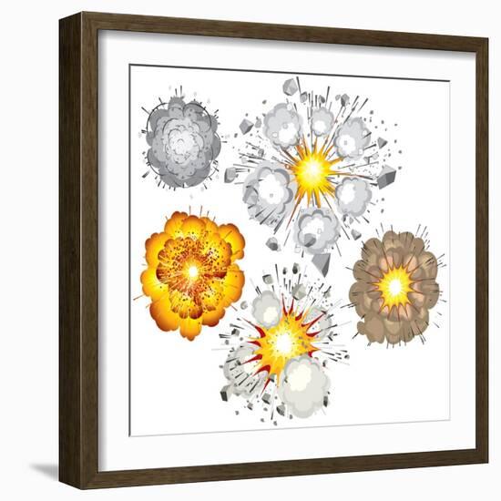 Detonation of Bomb, Fuel, Dynamite, Gas, Eruption-PILart-Framed Art Print