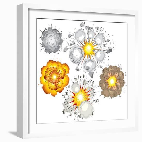 Detonation of Bomb, Fuel, Dynamite, Gas, Eruption-PILart-Framed Art Print