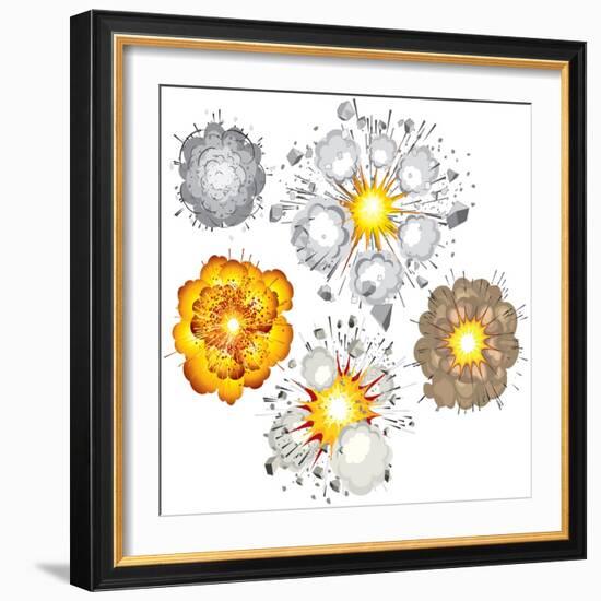 Detonation of Bomb, Fuel, Dynamite, Gas, Eruption-PILart-Framed Art Print