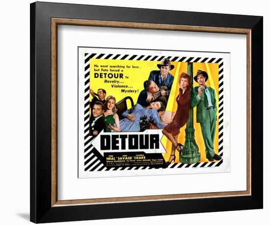 Detour, Tom Neal, Claudia Drake, Ann Savage, 1945-null-Framed Art Print