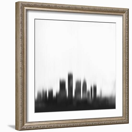 Detroit City Skyline - Black-NaxArt-Framed Art Print