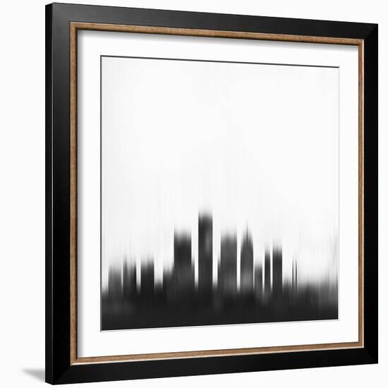 Detroit City Skyline - Black-NaxArt-Framed Art Print