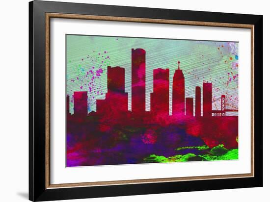 Detroit City Skyline-NaxArt-Framed Art Print