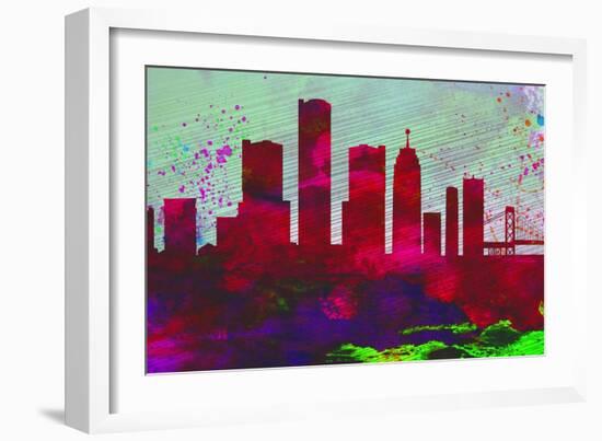 Detroit City Skyline-NaxArt-Framed Art Print