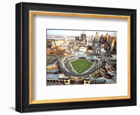Detroit - First Night Game at Comerica Park-Mike Smith-Framed Art Print