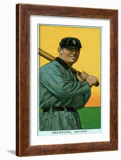 Detroit, MI, Detroit Tigers, Sam Crawford, Baseball Card-Lantern Press-Framed Art Print