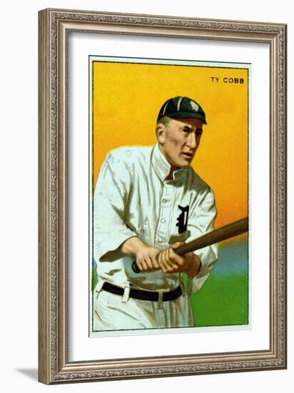 Detroit, MI, Detroit Tigers, Tyrus Raymond Cobb, Baseball Card-Lantern Press-Framed Art Print