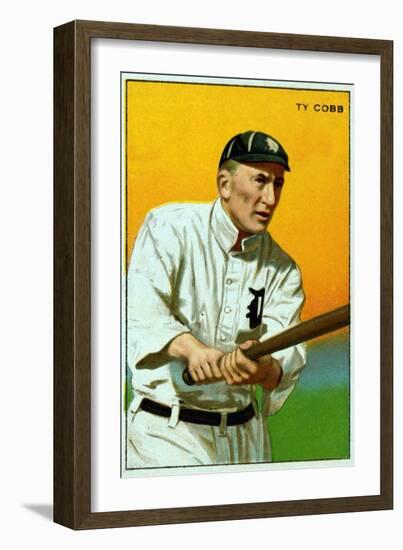 Detroit, MI, Detroit Tigers, Tyrus Raymond Cobb, Baseball Card-Lantern Press-Framed Art Print