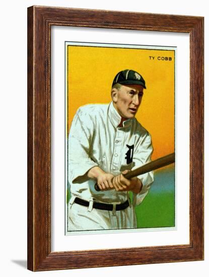 Detroit, MI, Detroit Tigers, Tyrus Raymond Cobb, Baseball Card-Lantern Press-Framed Art Print