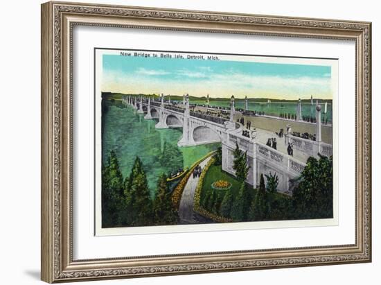 Detroit, Michigan - New Belle Isle Bridge-Lantern Press-Framed Art Print