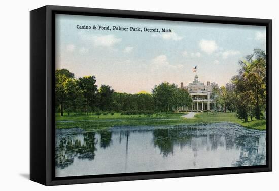 Detroit, Michigan - Palmer Park, View of the Casino and the Pond-Lantern Press-Framed Art Print