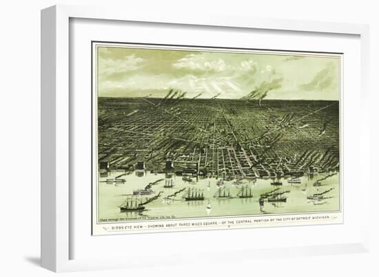 Detroit, Michigan - Panoramic Map-Lantern Press-Framed Art Print
