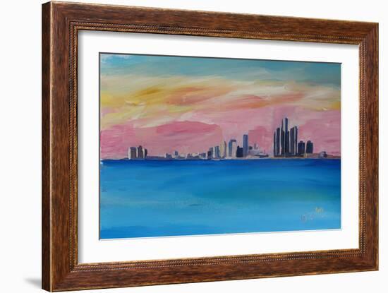 Detroit Michigan Skyline At Lake Erie-Markus Bleichner-Framed Art Print