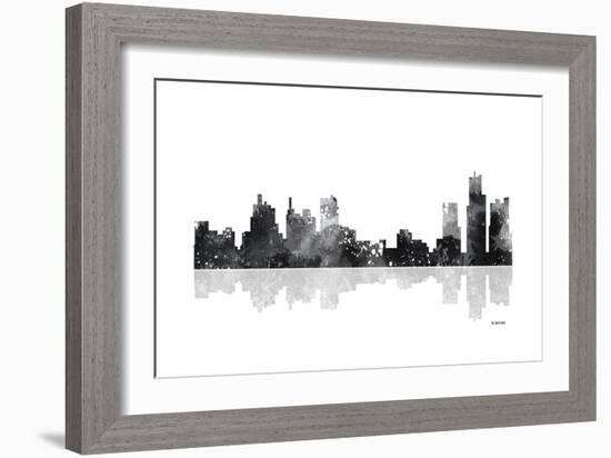 Detroit Michigan Skyline BG 1-Marlene Watson-Framed Giclee Print