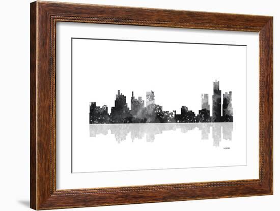 Detroit Michigan Skyline BG 1-Marlene Watson-Framed Giclee Print