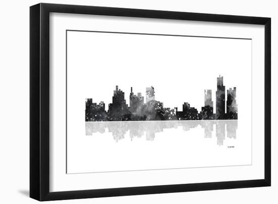 Detroit Michigan Skyline BG 1-Marlene Watson-Framed Giclee Print