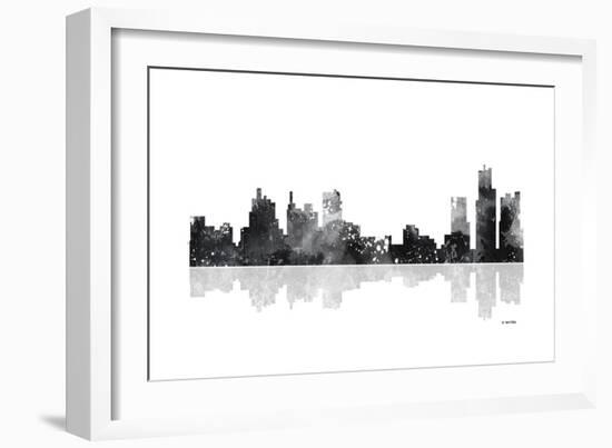 Detroit Michigan Skyline BG 1-Marlene Watson-Framed Giclee Print