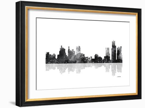 Detroit Michigan Skyline BG 1-Marlene Watson-Framed Giclee Print